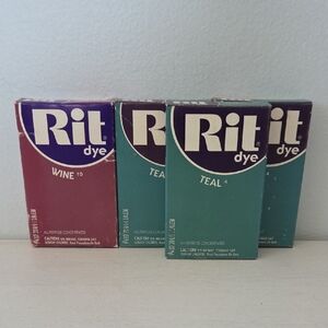 Lot Of 4 Boxes Rit Dye Wine(1) and Teal(3) All Purpose Fabric Dye